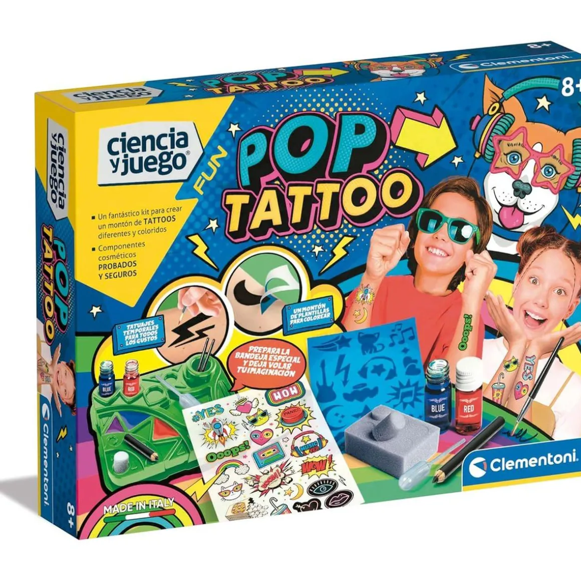 Clementoni - Ciencia y Juego Tatuajes Pop Infantil de ciencia ㅤ