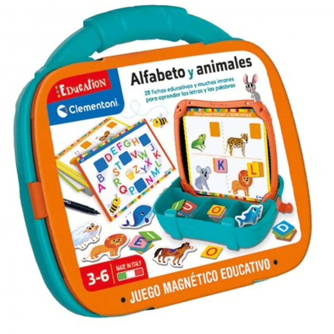 Clementoni - Juego educativo magnético de alfabeto en maletín ㅤ