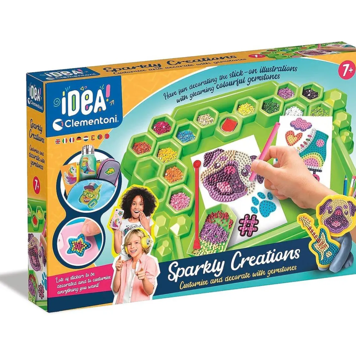 Clementoni - Kit de pegatinas 3D brillantes y diamantes creativo para regalo