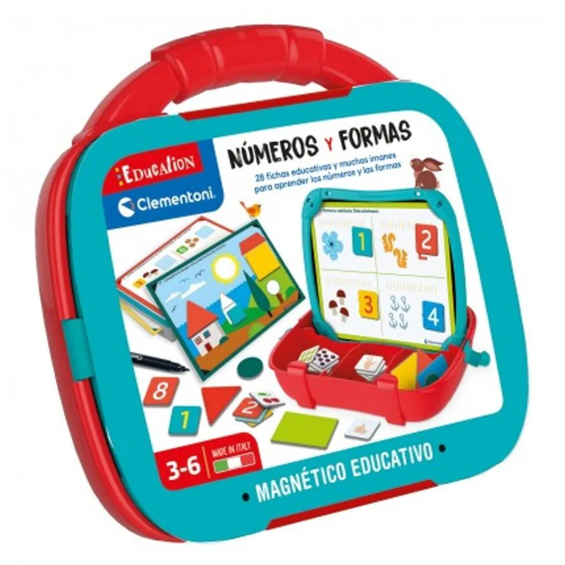 Clementoni - Maletín magnético de números y formas educativo ㅤ