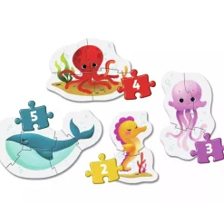 Clementoni - Mis primeros Puzzles Progresivos 3-6-9-12 - Vida Marina