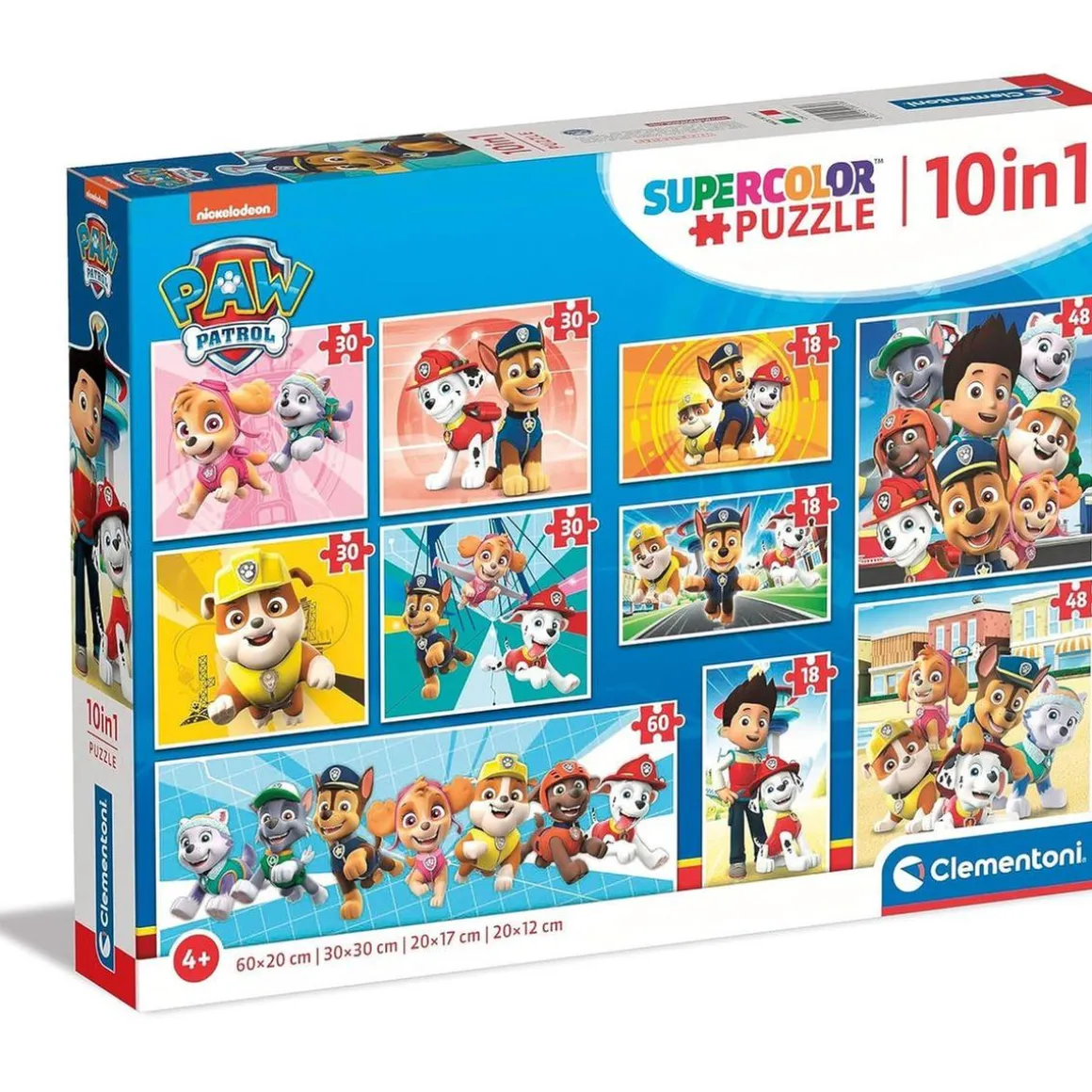 Clementoni - Patrulla Canina - Puzzle infantil progresivo 10 en 1 de la Patrulla Canina ㅤ