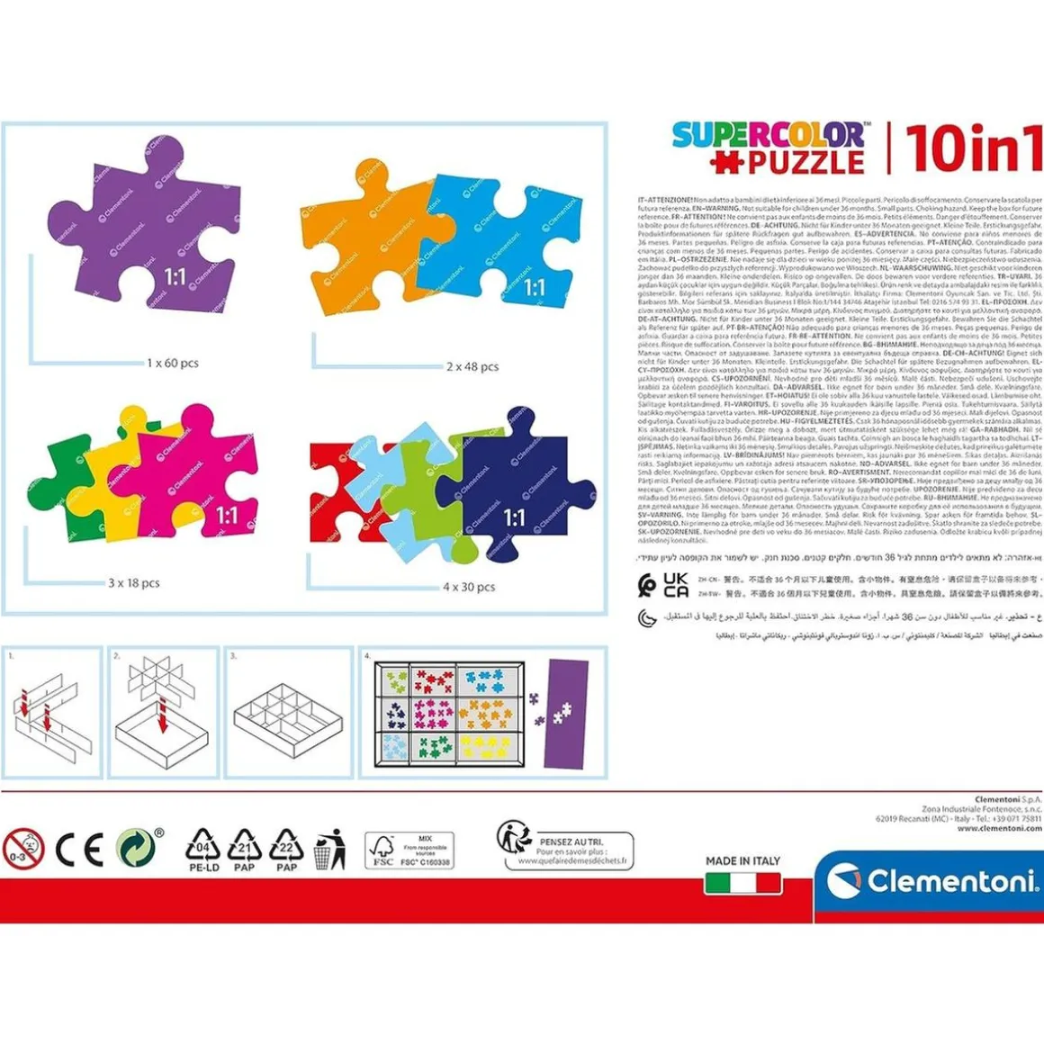 Clementoni - Peppa Pig - Puzzle Infantil Multicolor 10 en 1, de distinto tamaño para montar progresivamente ㅤ