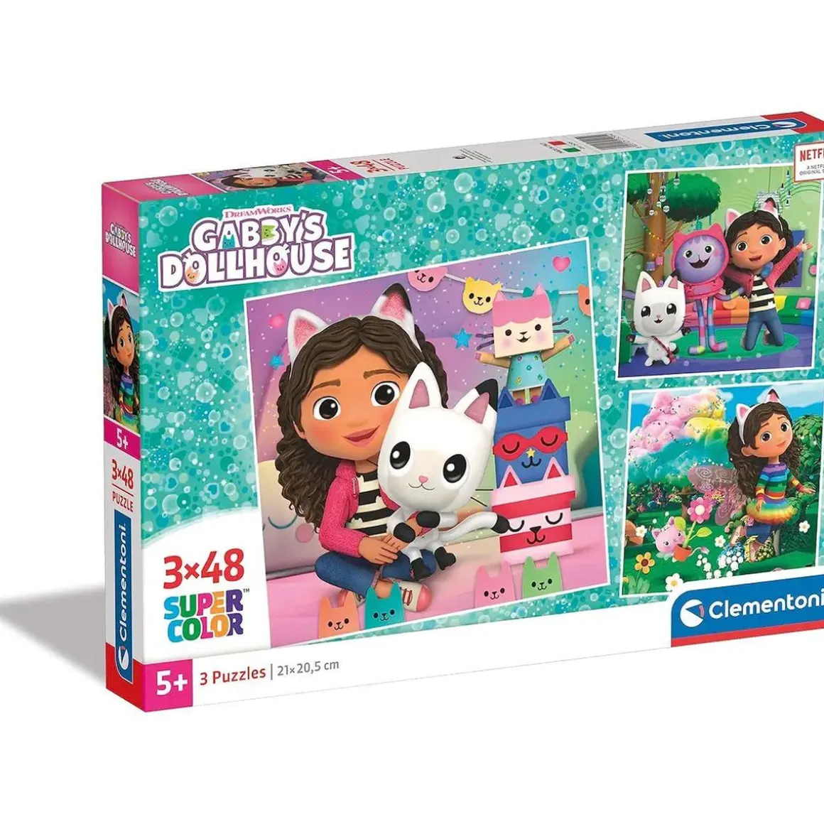 Clementoni - Puzle Gabbys Dollshouse 3x48 Piezas ㅤ