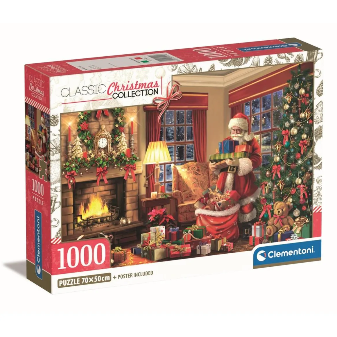 Clementoni - Puzzle 1000 piezas - Visita de Papá Noel
