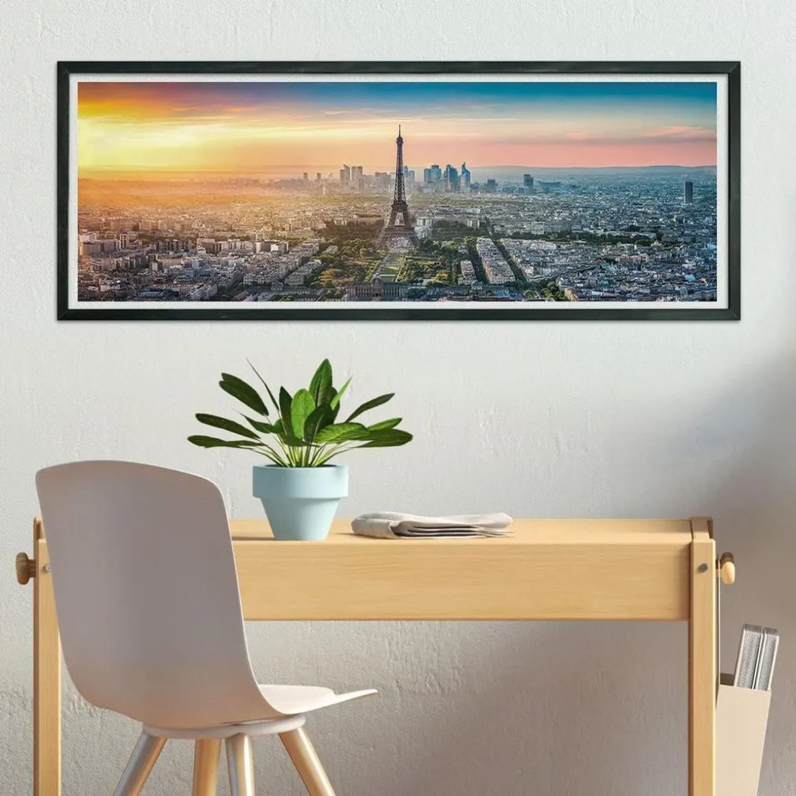 Clementoni - Puzzle panorámico de 1000 piezas, paisajes de ciudades, Skyline de París ㅤ