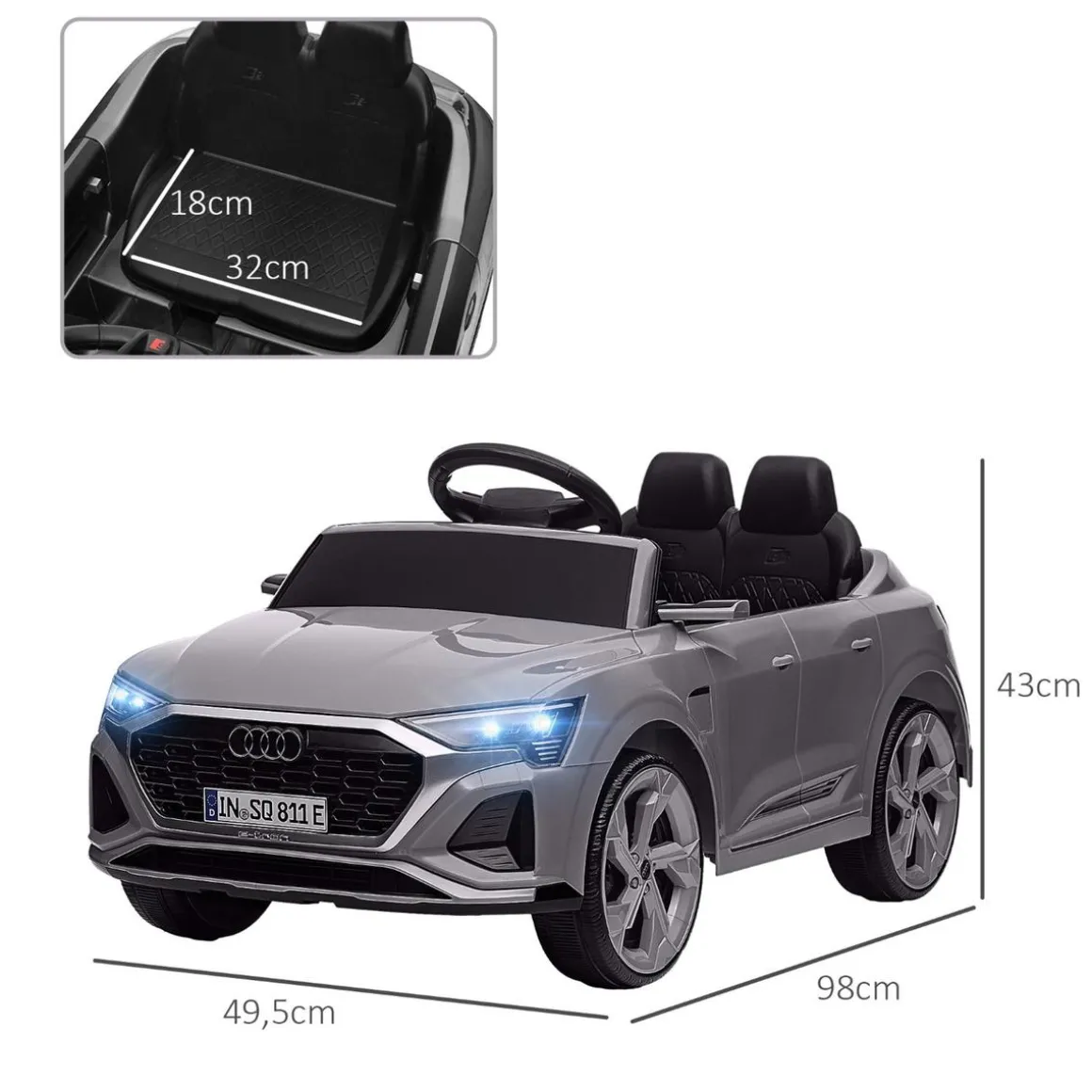 Coche Eléctrico Audi Q8 Etron Sportback 12V Gris