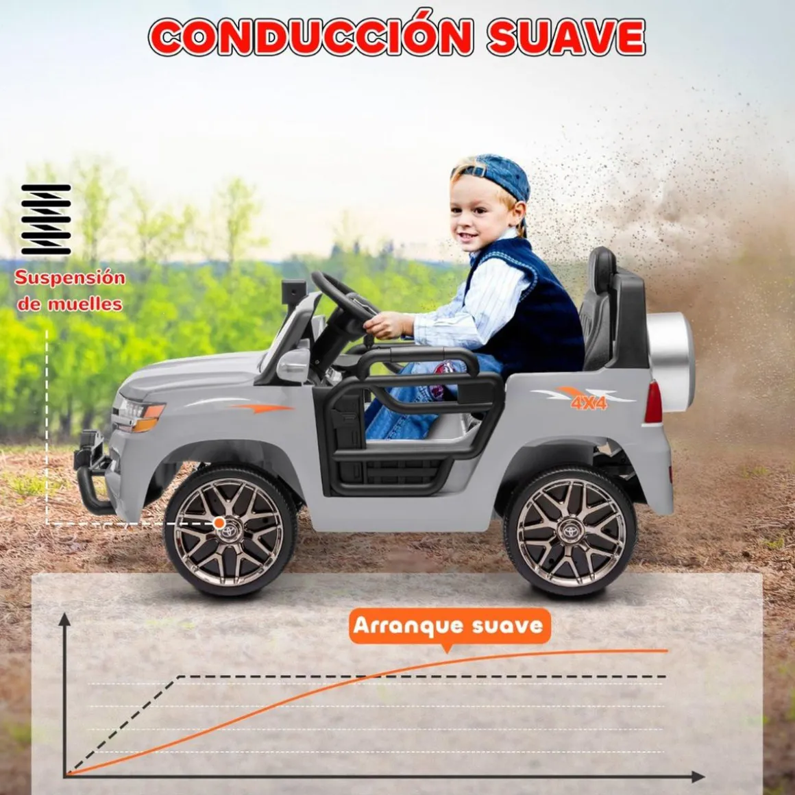 Coche eléctrico Toyota LAND CRUISER Gris