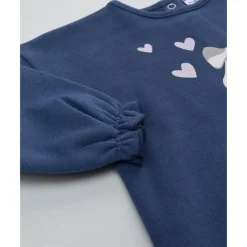 Conjunto jogging azul y beige para niña con perrito