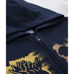 Conjunto jogging azul y verde con capucha para niño