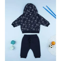 Conjunto jogging de niño azul con estampado de ositos