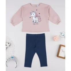 Conjunto jogging niña rosa y azul con unicornios