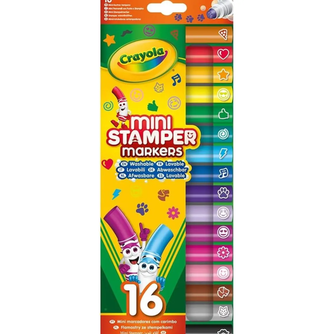 Crayola - Crayola - 16 rotuladores lavables con punta de sello Pip Squeaks, colores surtidos, para escuela y ocio ㅤ