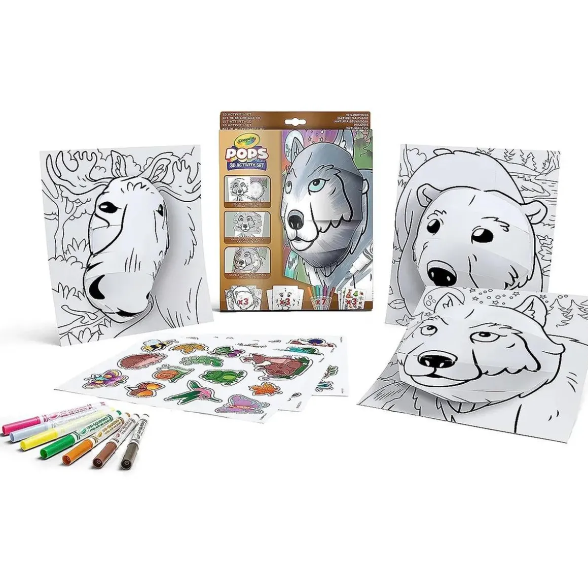 Crayola - Juego de páginas para colorear y construir obras de arte tridimensionales, tema naturaleza salvaje