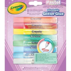 Crayola - Pegamentos con purpurina lavables en colores pastel para manualidades y tiempo libre ㅤ