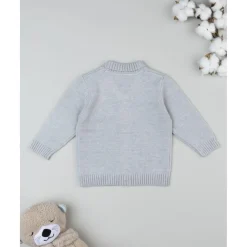 Cárdigan bebé gris con parche