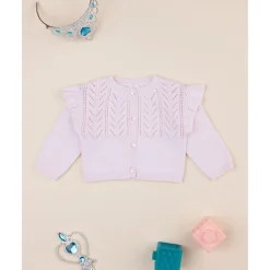 Cárdigan niña rosa con volantes