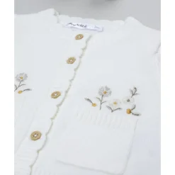 Cárdigan tricot de niña con flores bordadas