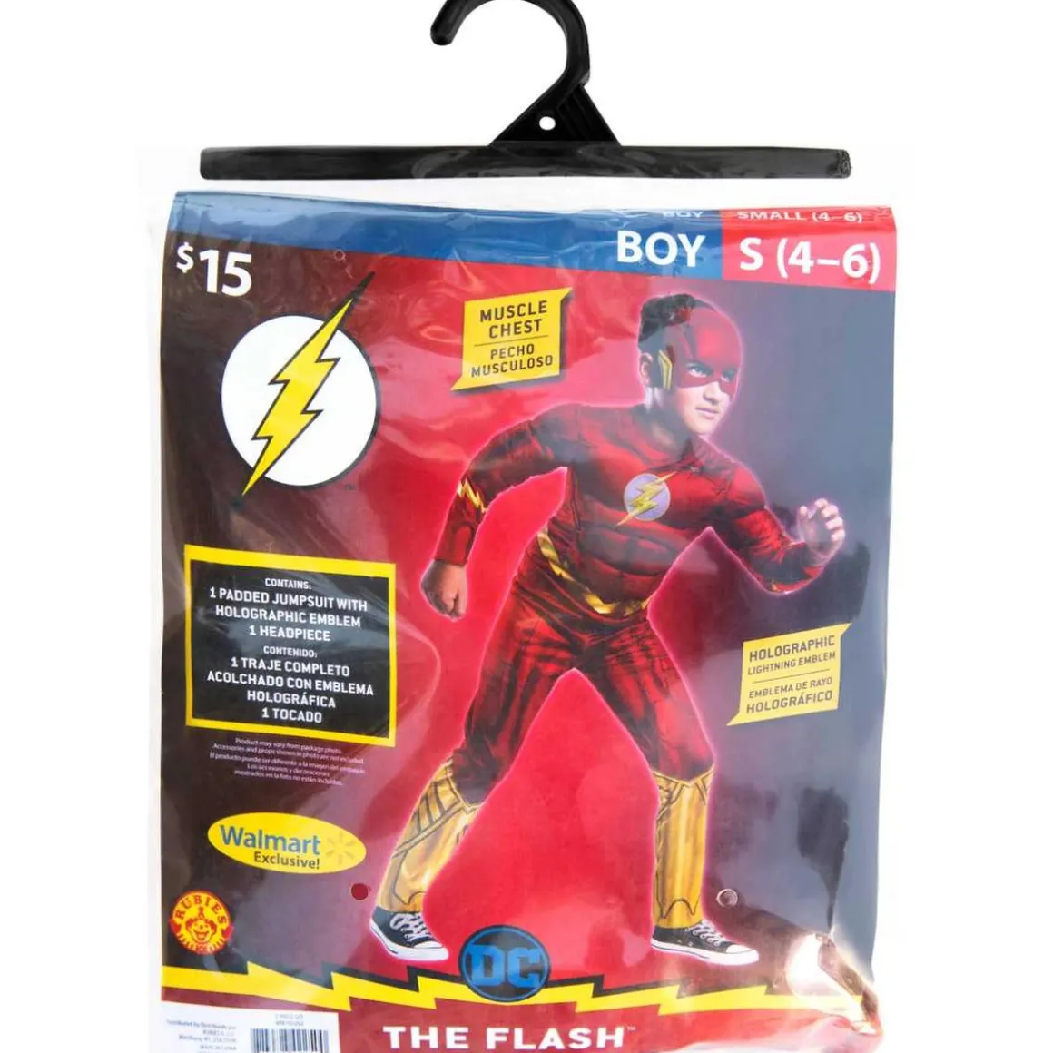 DC Cómics - Disfraz Flash clásico con pecho musculoso y máscara para Halloween y Carnaval ㅤ
