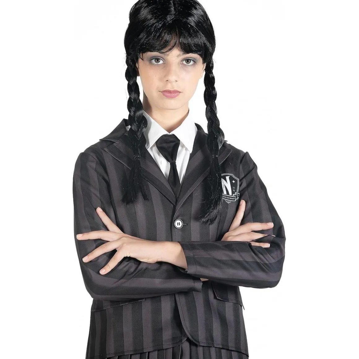 Disfraz Ciao de miércoles Addams, color negro y gris, 140cm ㅤ