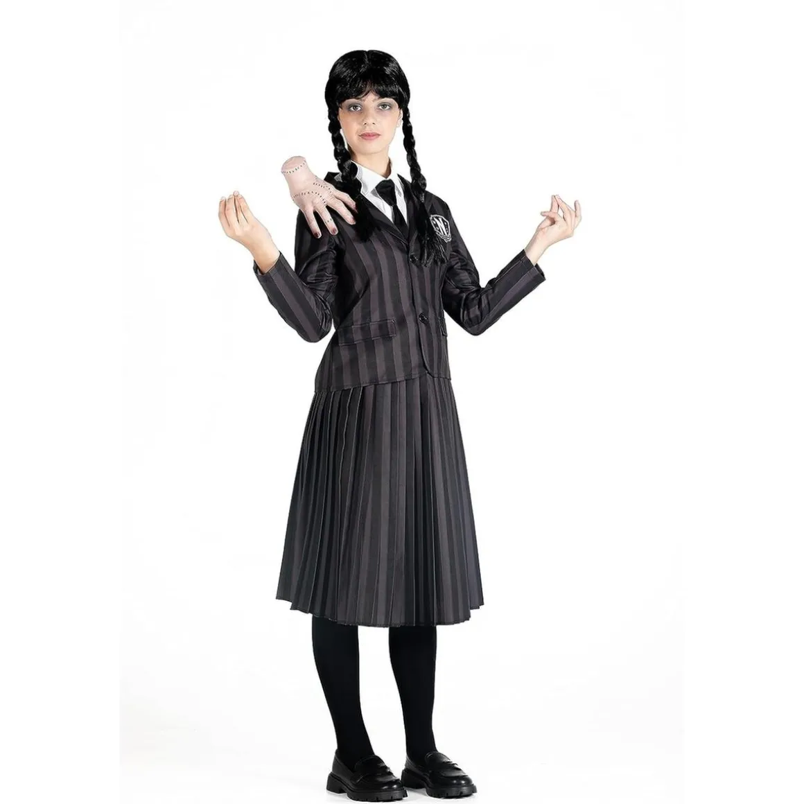 Disfraz Ciao de miércoles Addams, color negro y gris, 140cm ㅤ