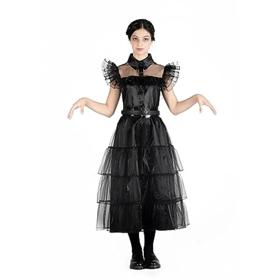 Disfraz de baile Rave'N Dance estilo Wednesday Addams, color negro, talla S ㅤ