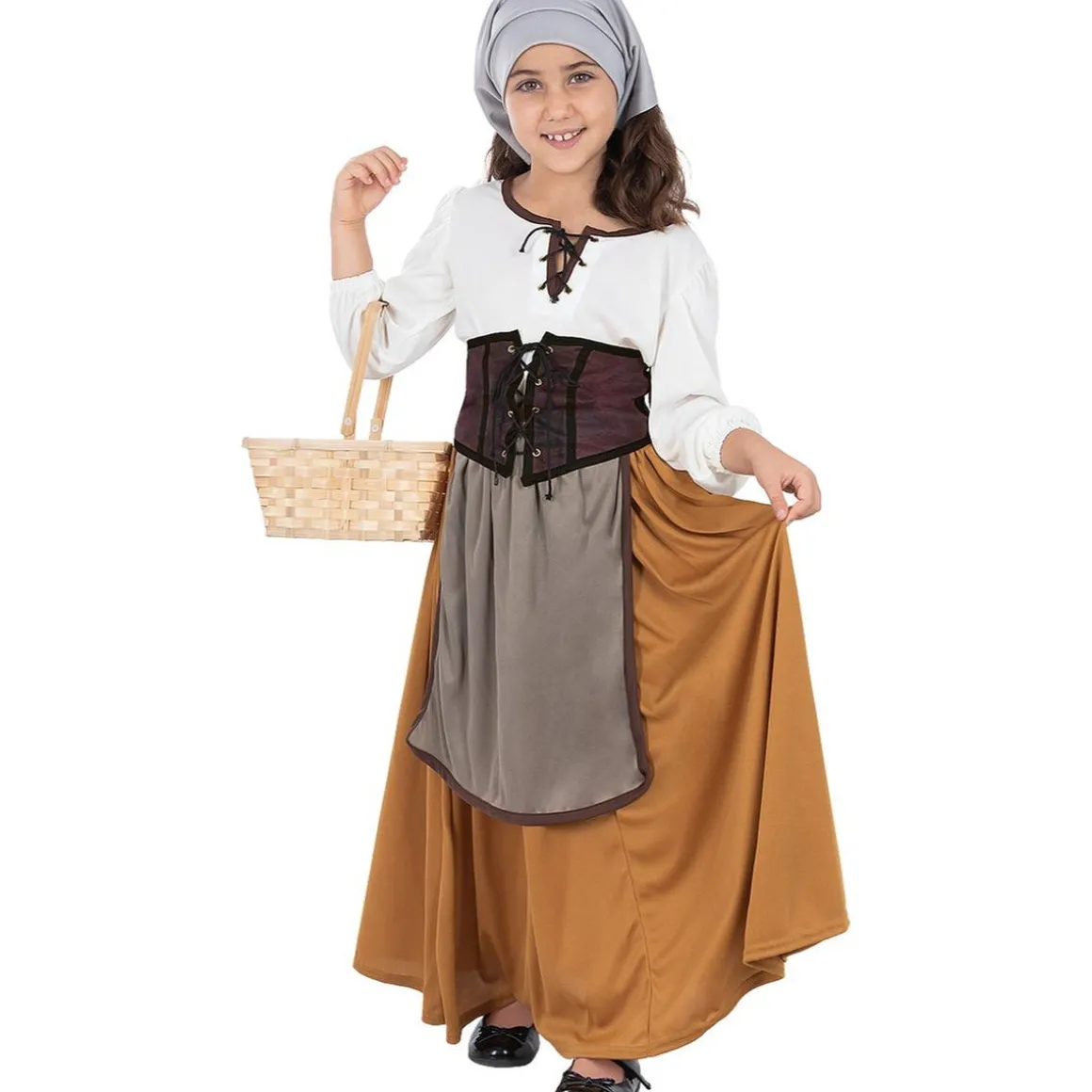 Disfraz de campesina medieval para niña 3-4 años