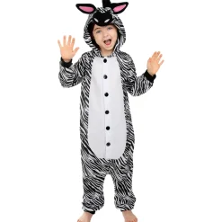 Disfraz de cebra onesie para niños 7-9 años