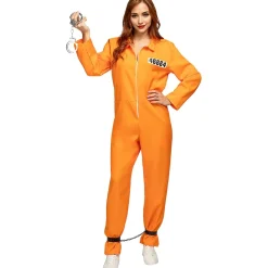 Disfraz de convicto naranja hombre M-L