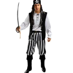Disfraz de pirata a rayas para hombre - Colección blanca y negra L