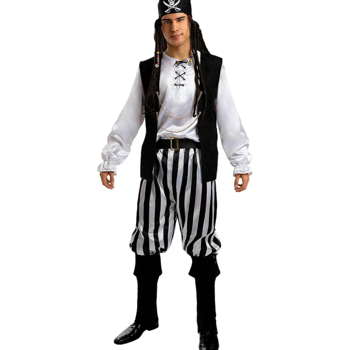 Disfraz de pirata a rayas para hombre - Colección blanca y negra L