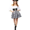 Disfraz de Pirata a rayas para mujer - Colección blanco y negro - Talla M