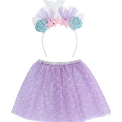 Disfraz de sirena con falda brillante y tiara ㅤ