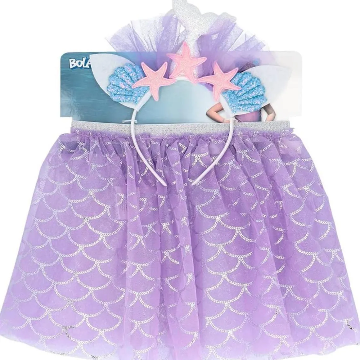 Disfraz de sirena con falda brillante y tiara ㅤ