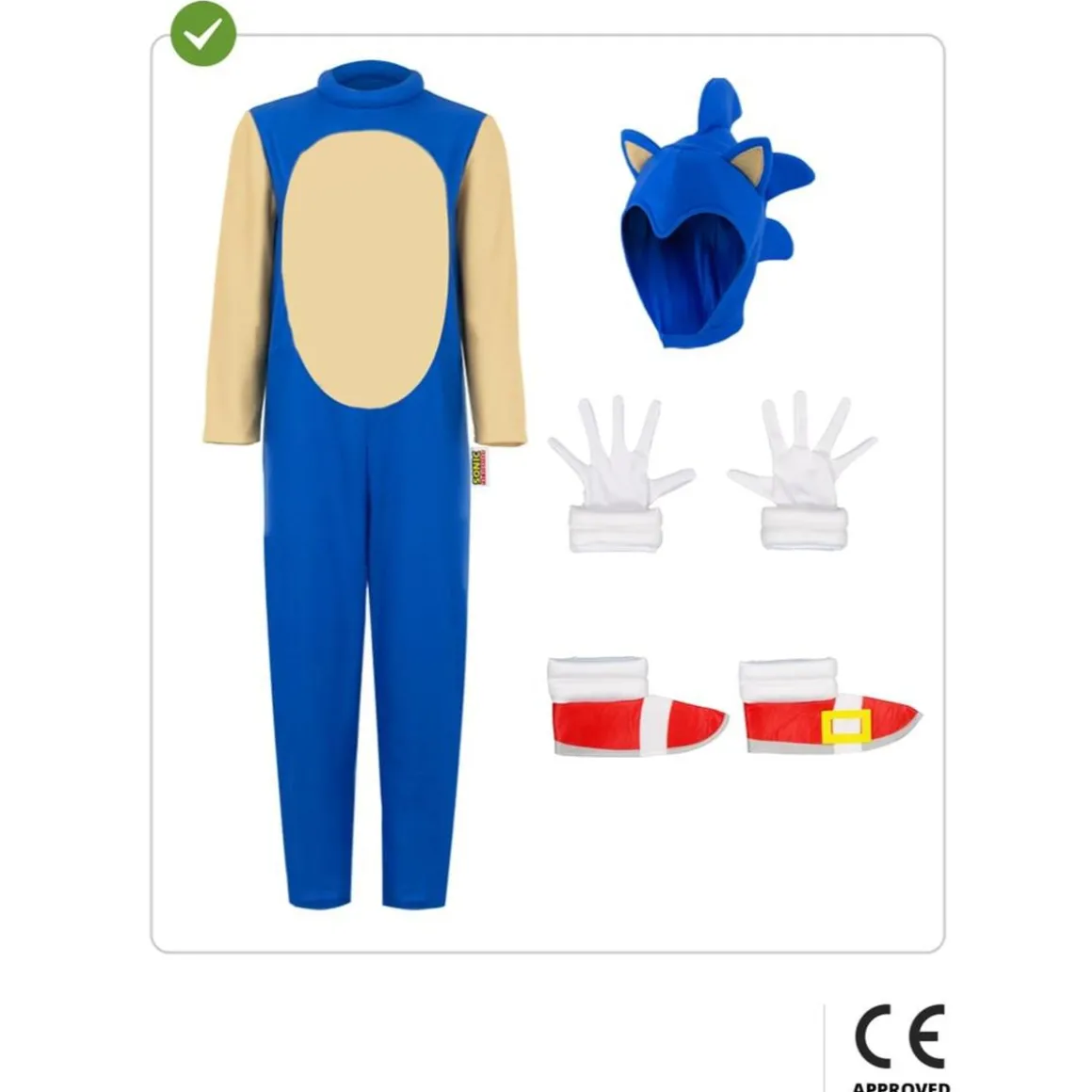 Disfraz de Sonic Deluxe para niños 5-6 años