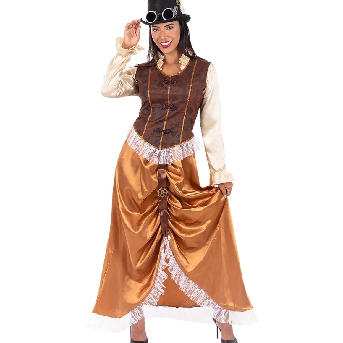 Disfraz de Steampunk largo para mujer XL
