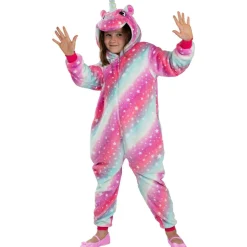 Disfraz de unicornio multicolor onesie para niños 3-4 años
