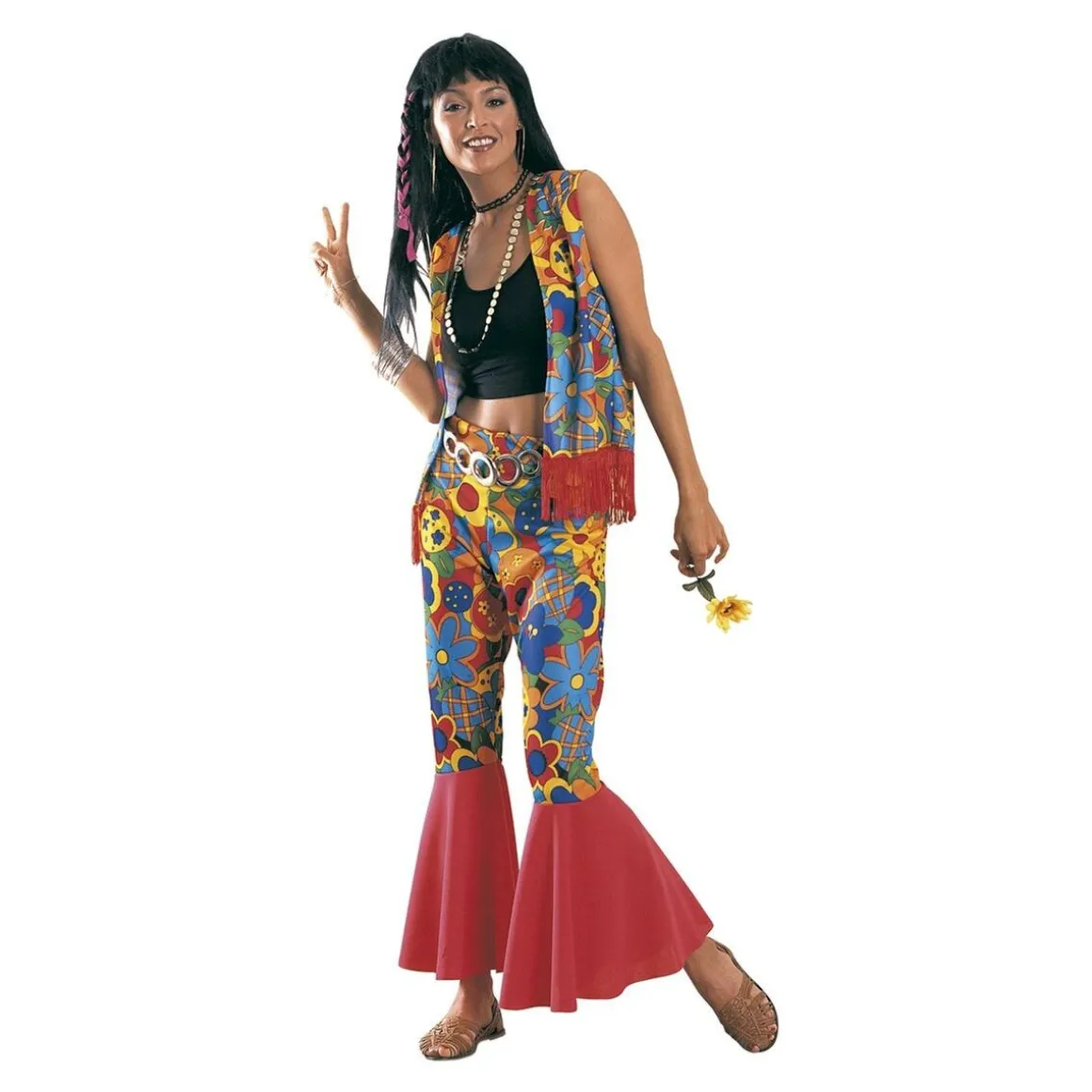 Disfraz hippie con flores para adulto Talla única ㅤ