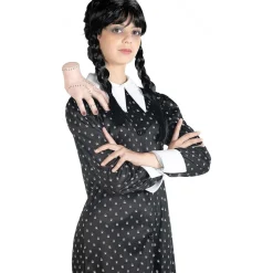 Disfraz Miércoles Addams vestido con peluca talla M