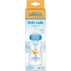 Dr. Brown's - Biberón Anticólico Options+ Boca Ancha 270 ml - Azul