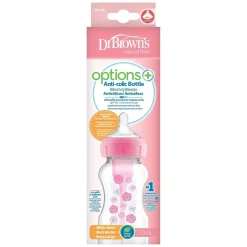Dr. Brown's - Biberón Anticólico Options+ Boca Ancha 270 ml - Rosa