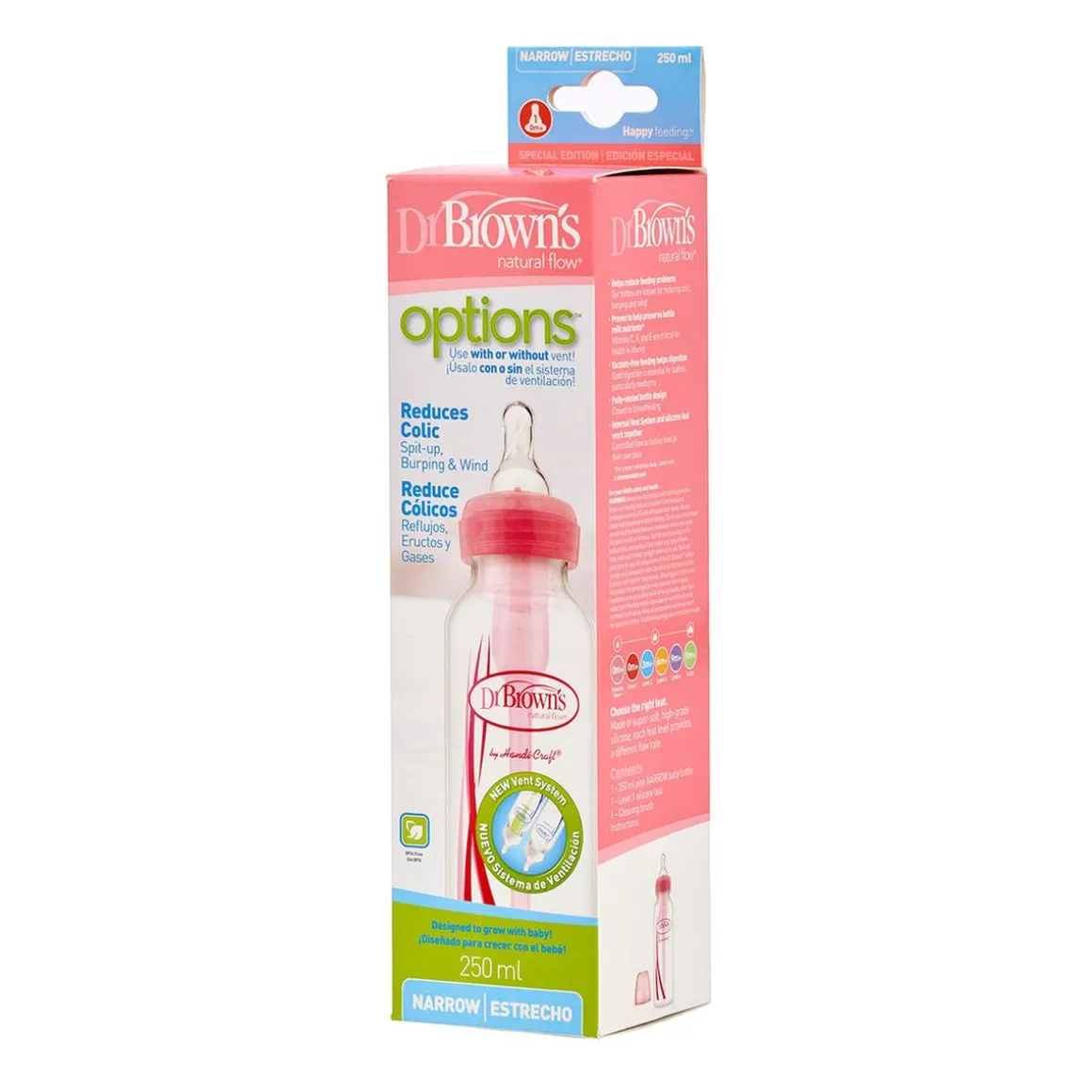 Dr. Brown's - Biberón Options Estándar 250 ml Rosa