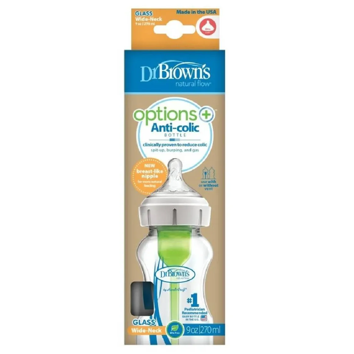Dr. Brown's - Biberón Options boca ancha Cristal 270ml