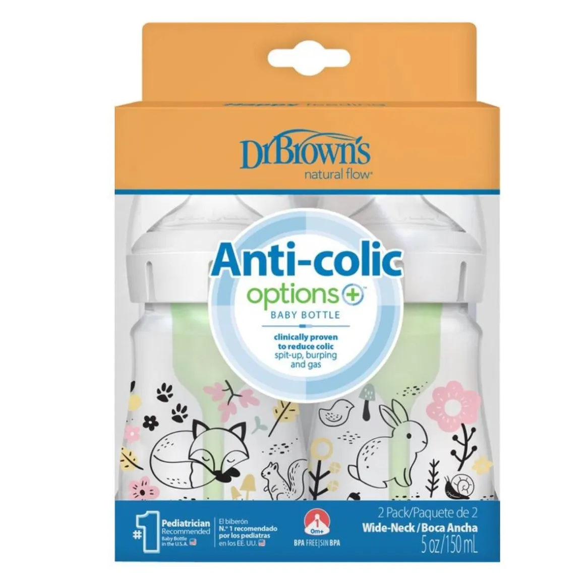 Dr. Brown's - Pack 2 Biberones Options+ Boca Ancha 150ml - Bosque