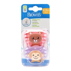 Dr Brown's - Pack 2 Chupetes Animales 6-12 meses Rosa