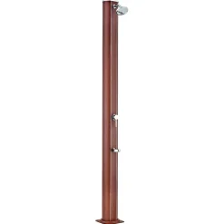 Ducha solar redonda efecto madera 32L