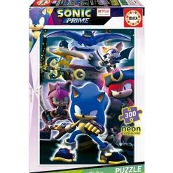 Educa Borras - Puzzle infantil Sonic Prime Neon de 300 piezas ㅤ