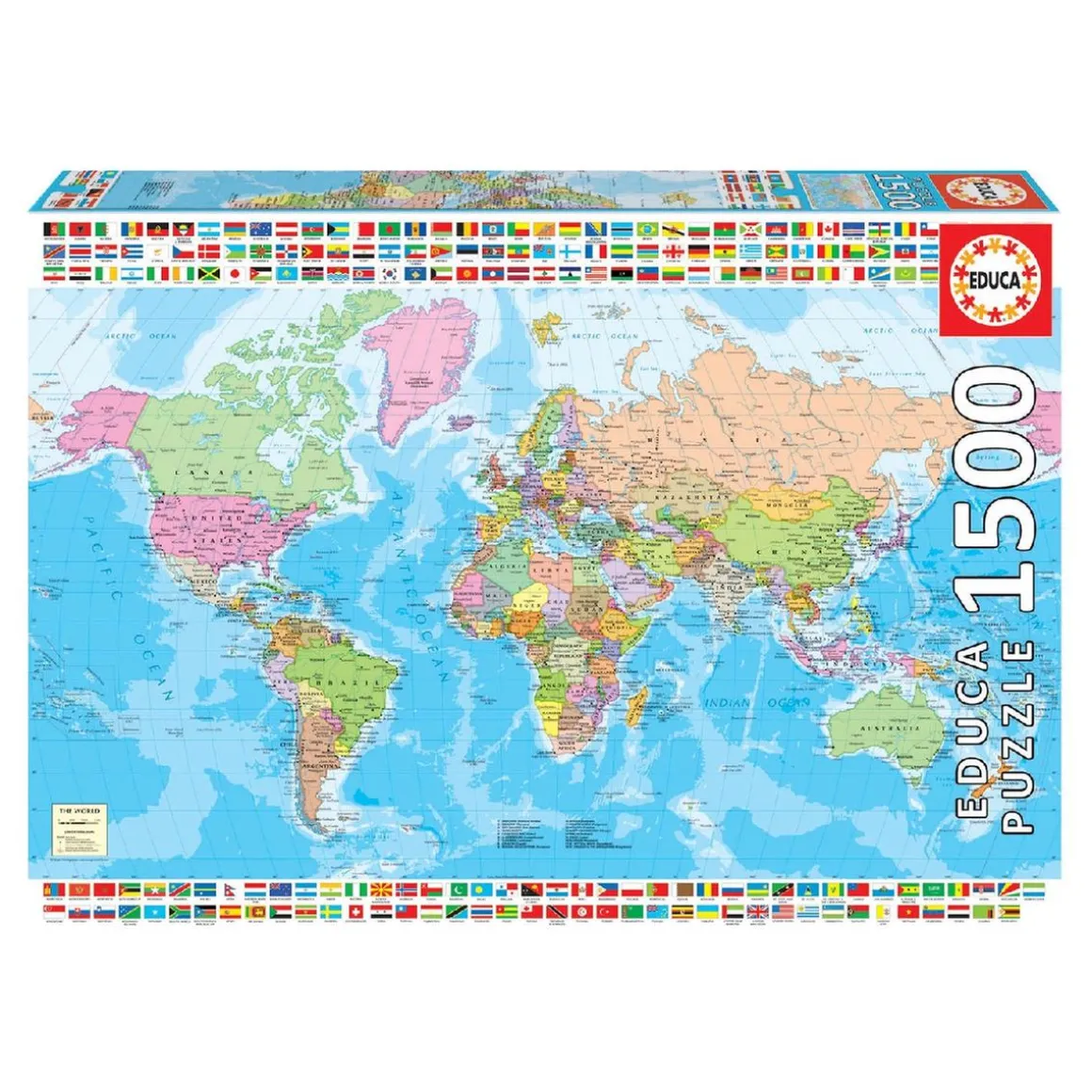 Educa Borrás - Mapa-Mundi Político Puzzle 1500 Piezas