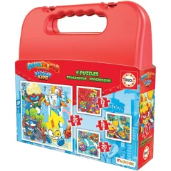 Educa Borrás - SuperThings - Maleta con 4 puzzles progresivos