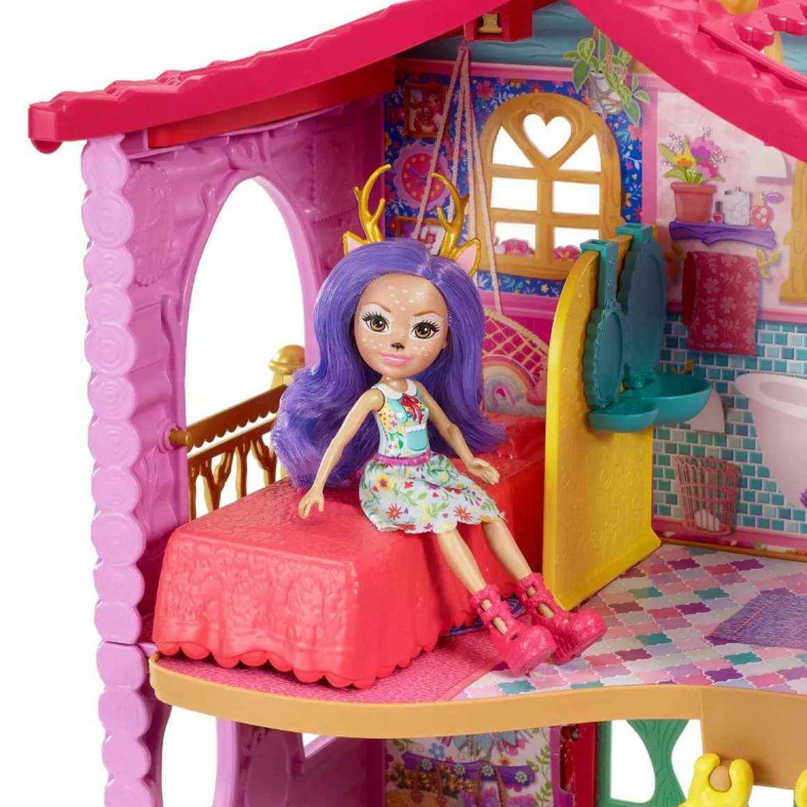 Enchantimals - muñeca Danessa Deer con casa de ciervos